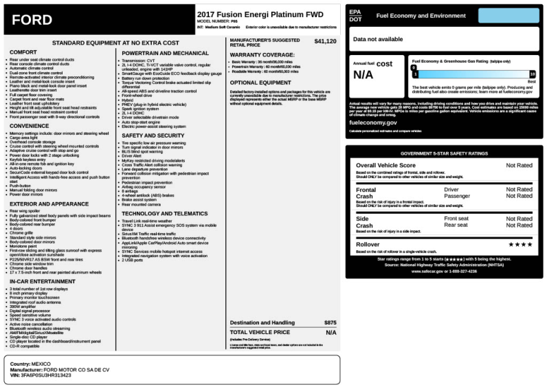2017 Ford Fusion Energi Platinum